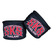 Black wrist wraps with red 'SKS Thailand' logo on a white background