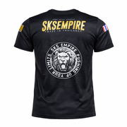 Black t-shirt with 'SKS Empire' branding and lion graphic on a white background