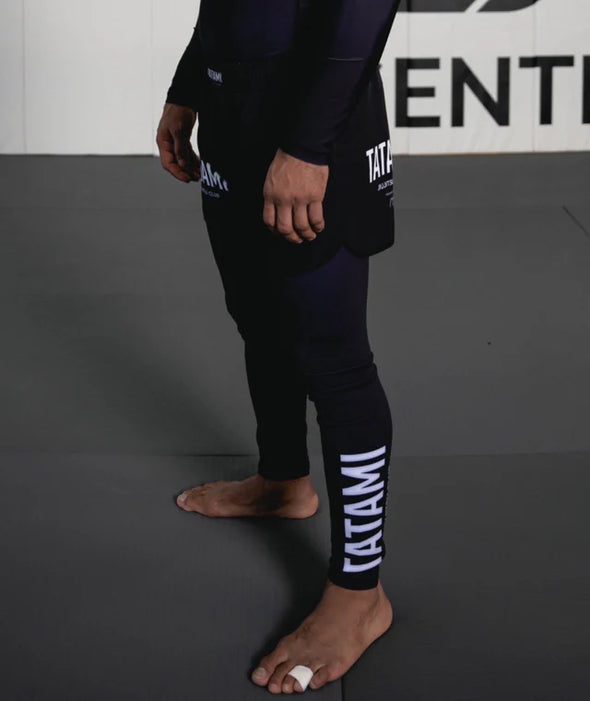 Tatami JJ Club Grappling Spats black for BJJ MMA no-gi training with white JJ Club design