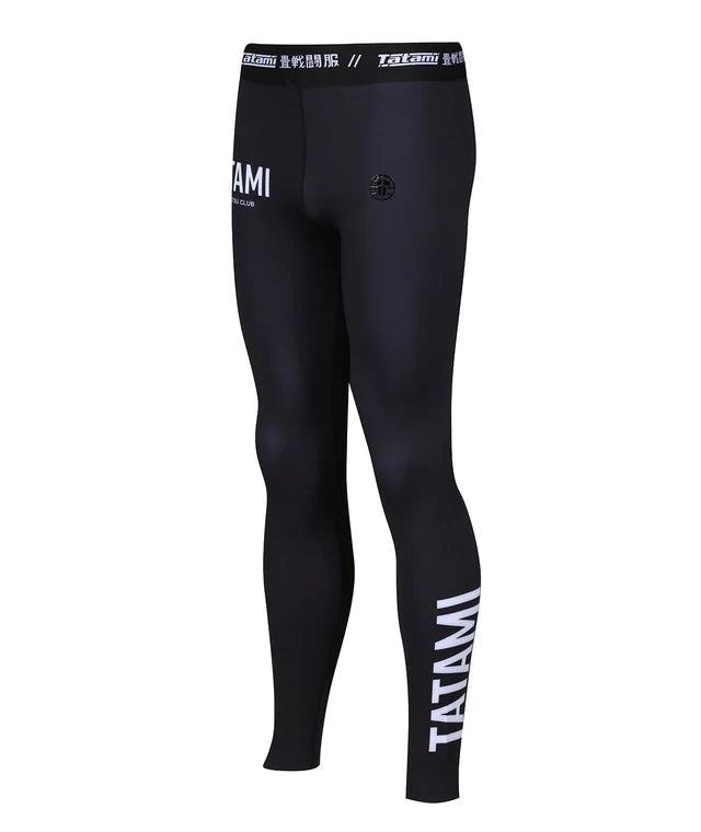 Tatami JJ Club Grappling Spats black for BJJ MMA no-gi training with white JJ Club design