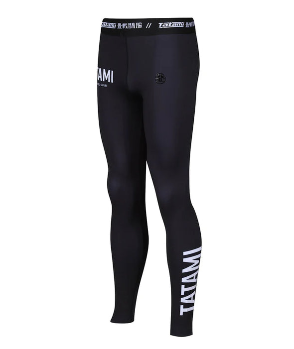 Tatami JJ Club Grappling Spats black for BJJ MMA no-gi training with white JJ Club design
