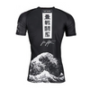 Tatami Kanagawa Short Sleeve Rash Guard black for BJJ MMA Muay Thai training with Japanese wave design