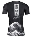 Tatami Kanagawa Short Sleeve Rash Guard black for BJJ MMA Muay Thai training with Japanese wave design