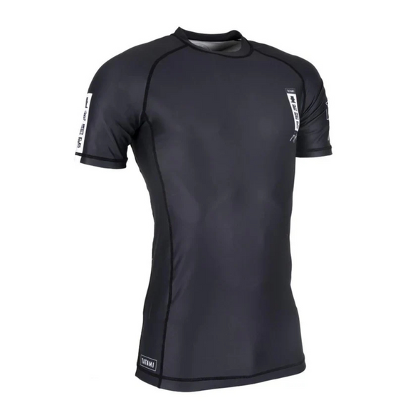 Tatami Kanagawa Short Sleeve Rash Guard black for BJJ MMA Muay Thai training with Japanese wave design