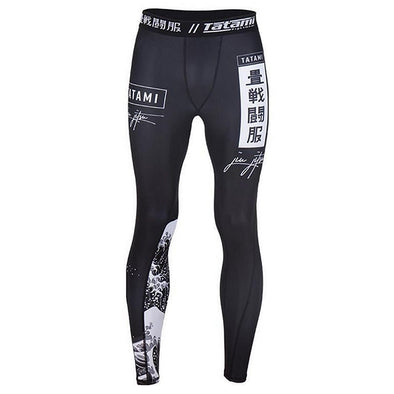 Tatami Kanagawa Spats black for BJJ MMA Muay Thai training with Japanese wave design