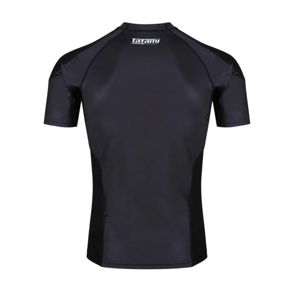 Black athletic shirt with brand logo on a white background