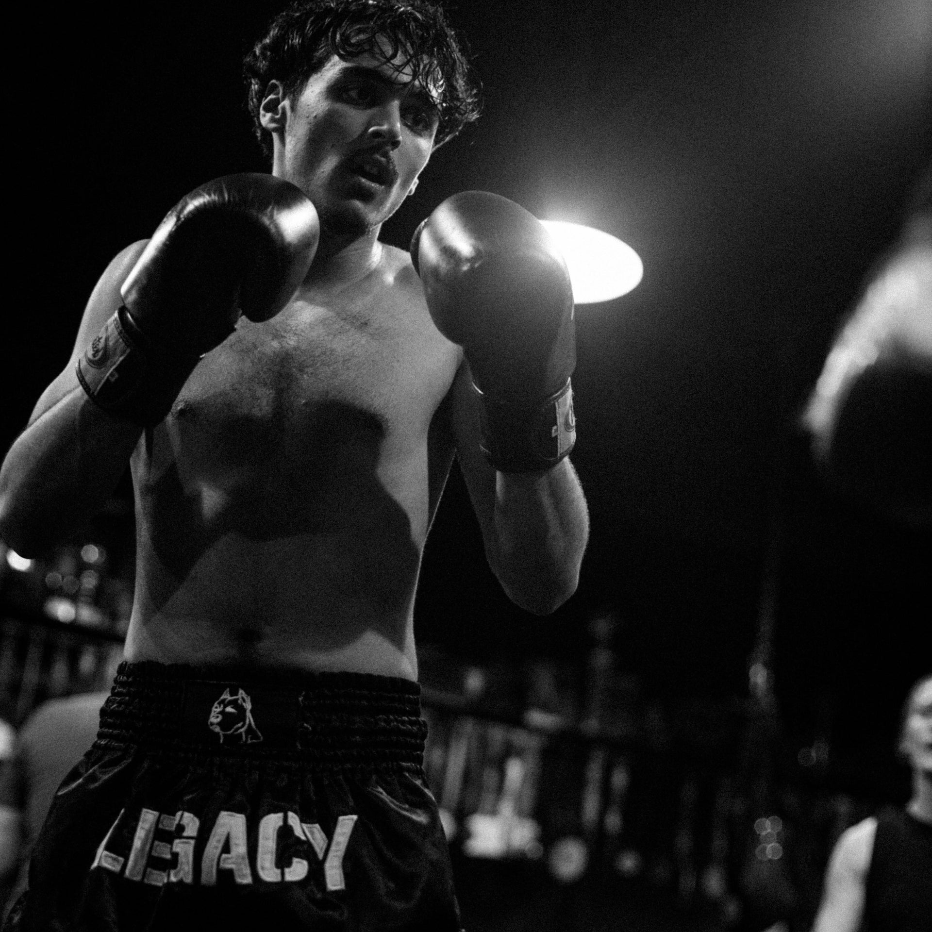 Team Legacy Muay Thai shorts premium satin embroidered fightwear
