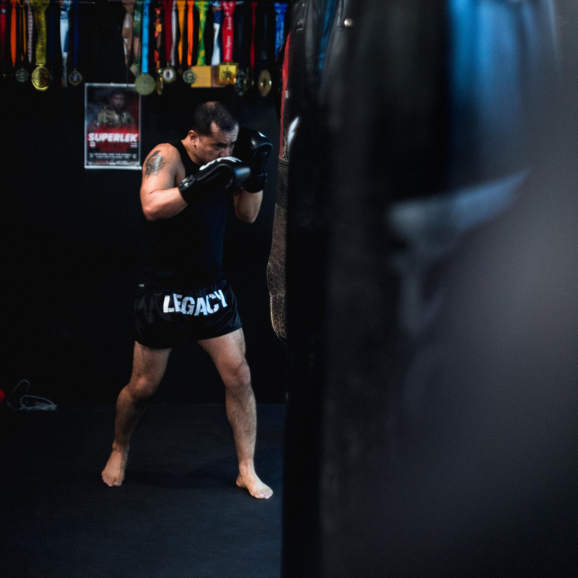Team Legacy Muay Thai shorts premium satin embroidered fightwear