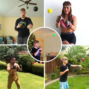 Collage of people playing with balls in various settings