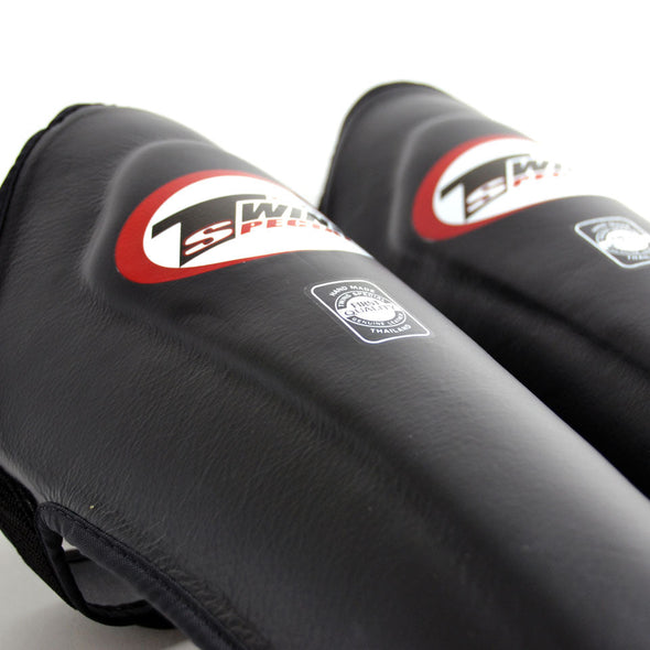 twins special classic shin guards sgs10 for muay thai kickboxing mma with high grade synthetic leather and double padding