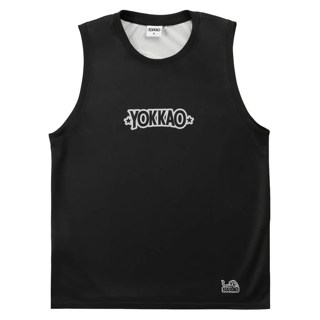 Black sleeveless shirt with 'YOKKAO' logo on a white background