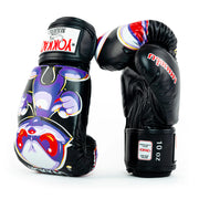 YOKKAO Angry Rabbit black boxing gloves premium leather Muay Thai training gloves