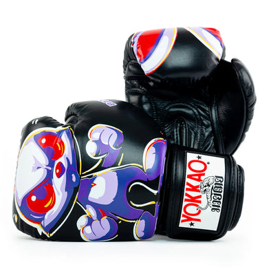 YOKKAO Angry Rabbit black boxing gloves premium leather Muay Thai training gloves