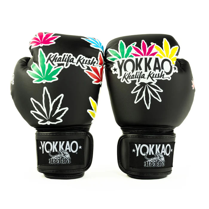 YOKKAO Khalifa Kush boxing gloves premium Thai leather green black gold Muay Thai sparring training gloves
