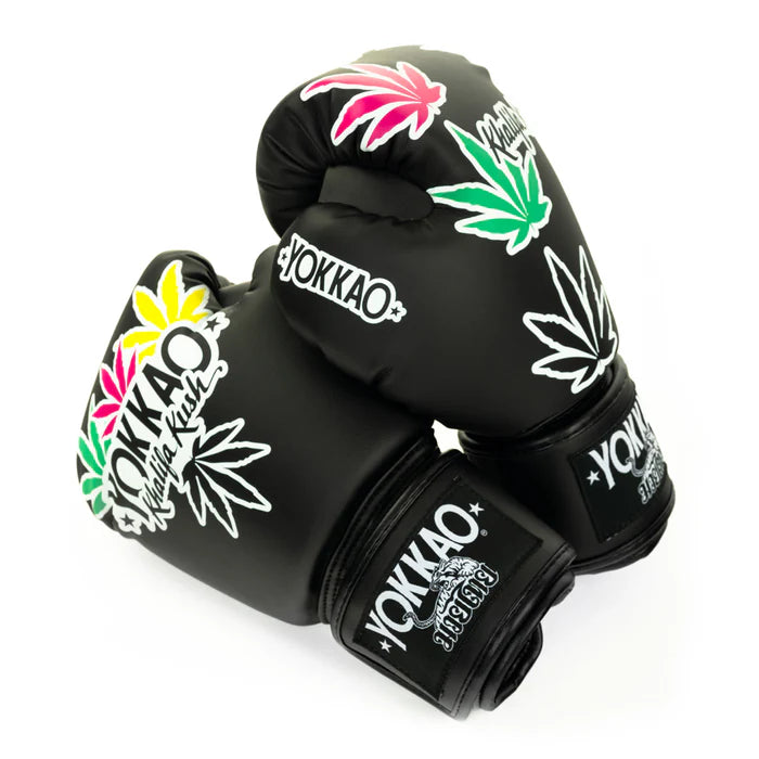 YOKKAO Khalifa Kush boxing gloves premium Thai leather green black gold Muay Thai sparring training gloves