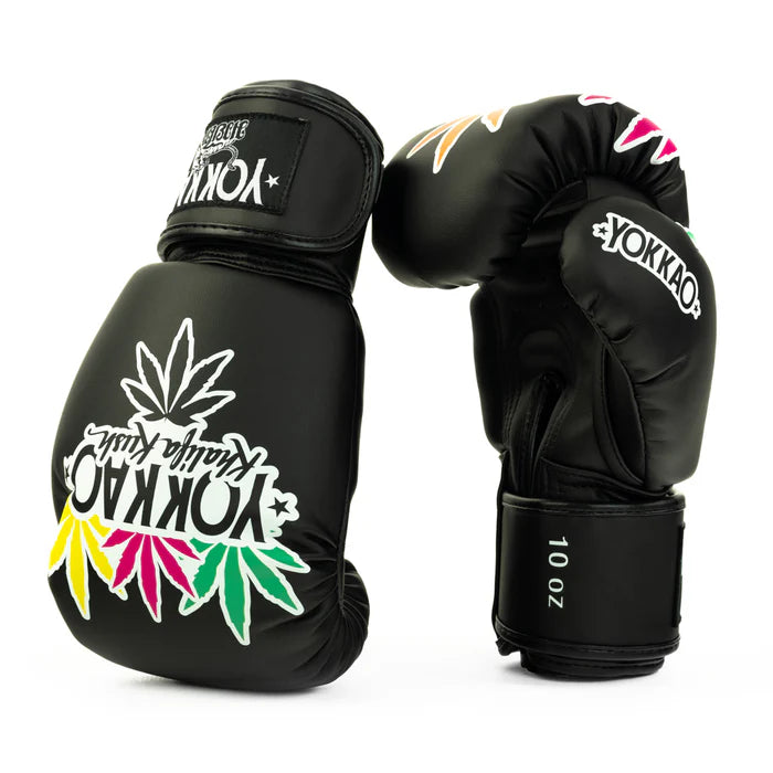 YOKKAO Khalifa Kush boxing gloves premium Thai leather green black gold Muay Thai sparring training gloves