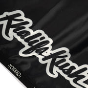 Black yokkao khalifa kush muay thai shorts satin thailand training shorts