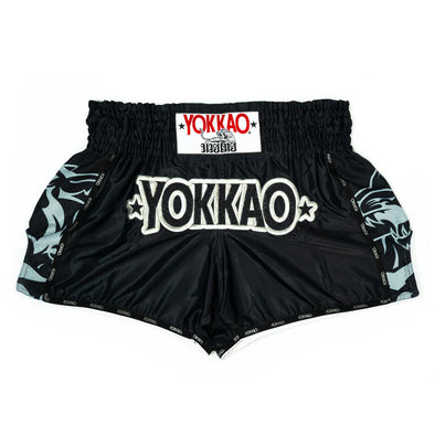 Yokkao original muay thai shorts silver satin thailand training fight shorts
