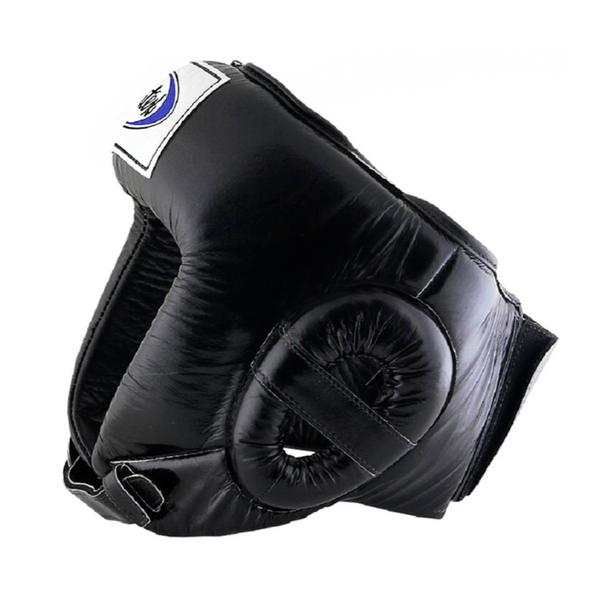 Fairtex HG6 Black Headgear – Open-Face Boxing and Muay Thai Sparring Helmet with Adjustable Straps, Lightweight and Durable for MMA and Kickboxing Training