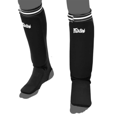 Fairtex elastic soft cloth shin pads SPE1 for Muay Thai and MMA training durable lightweight shin protection