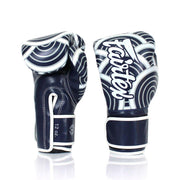 Fairtex Japanese Art Bluewave Boxing Glove BGV14BLU, limited edition Muay Thai gloves with Japanese wave design, microfiber leather for boxing and kickboxing