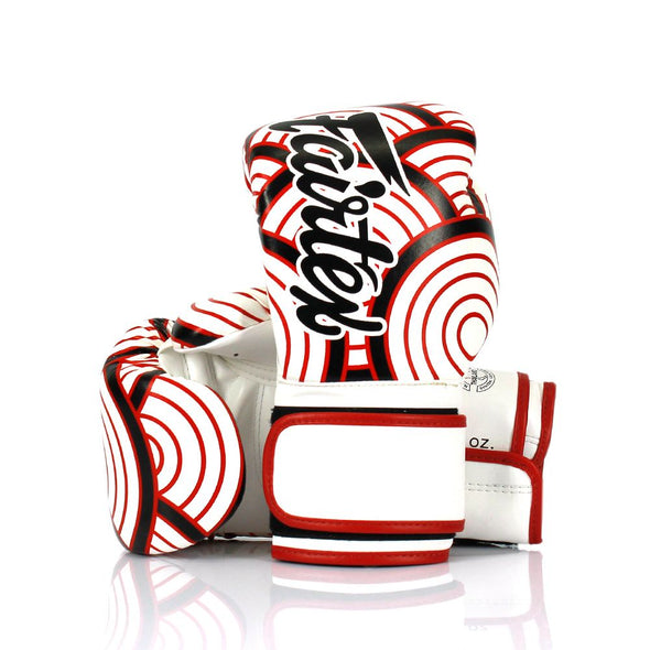 Fairtex Japanese Art Red Wave Boxing Glove BGV14WR, limited edition microfiber gloves with red wave Japanese design, perfect for Muay Thai and boxing training