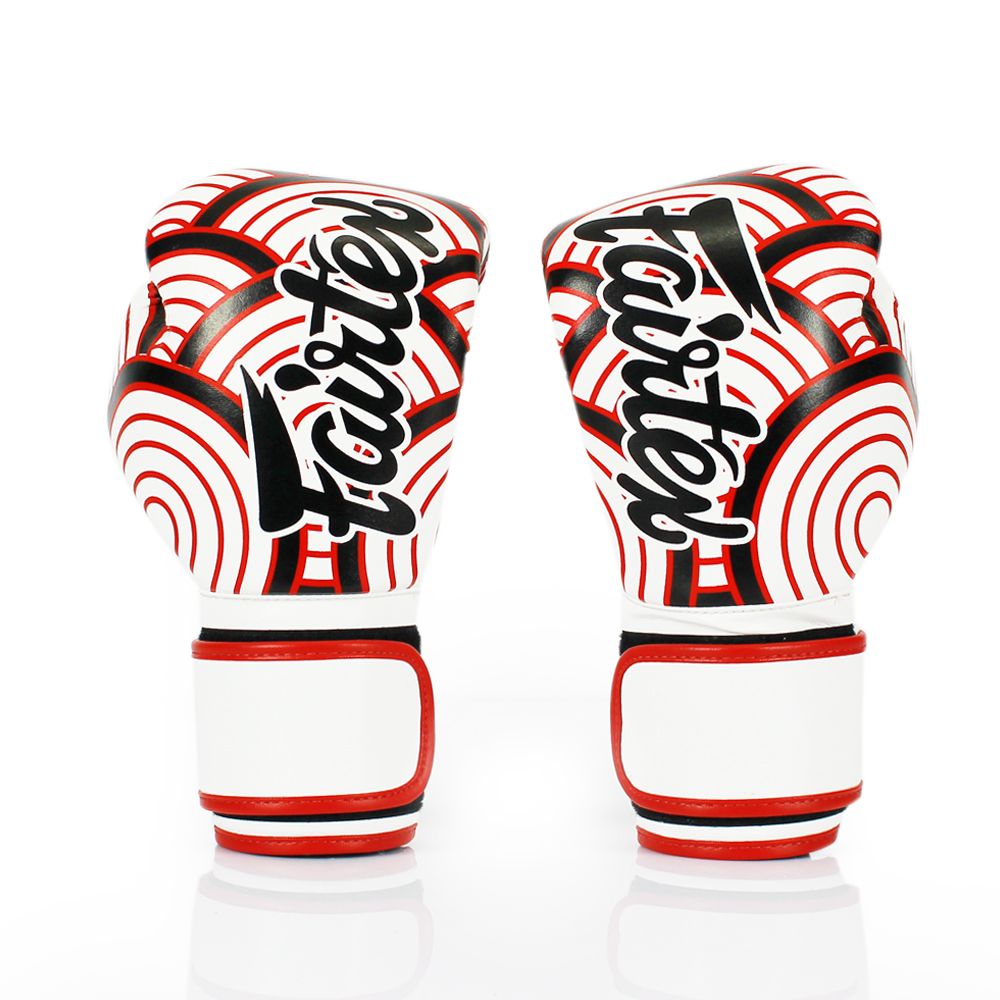 Fairtex Japanese Art Red Wave Boxing Glove BGV14WR, limited edition microfiber gloves with red wave Japanese design, perfect for Muay Thai and boxing training