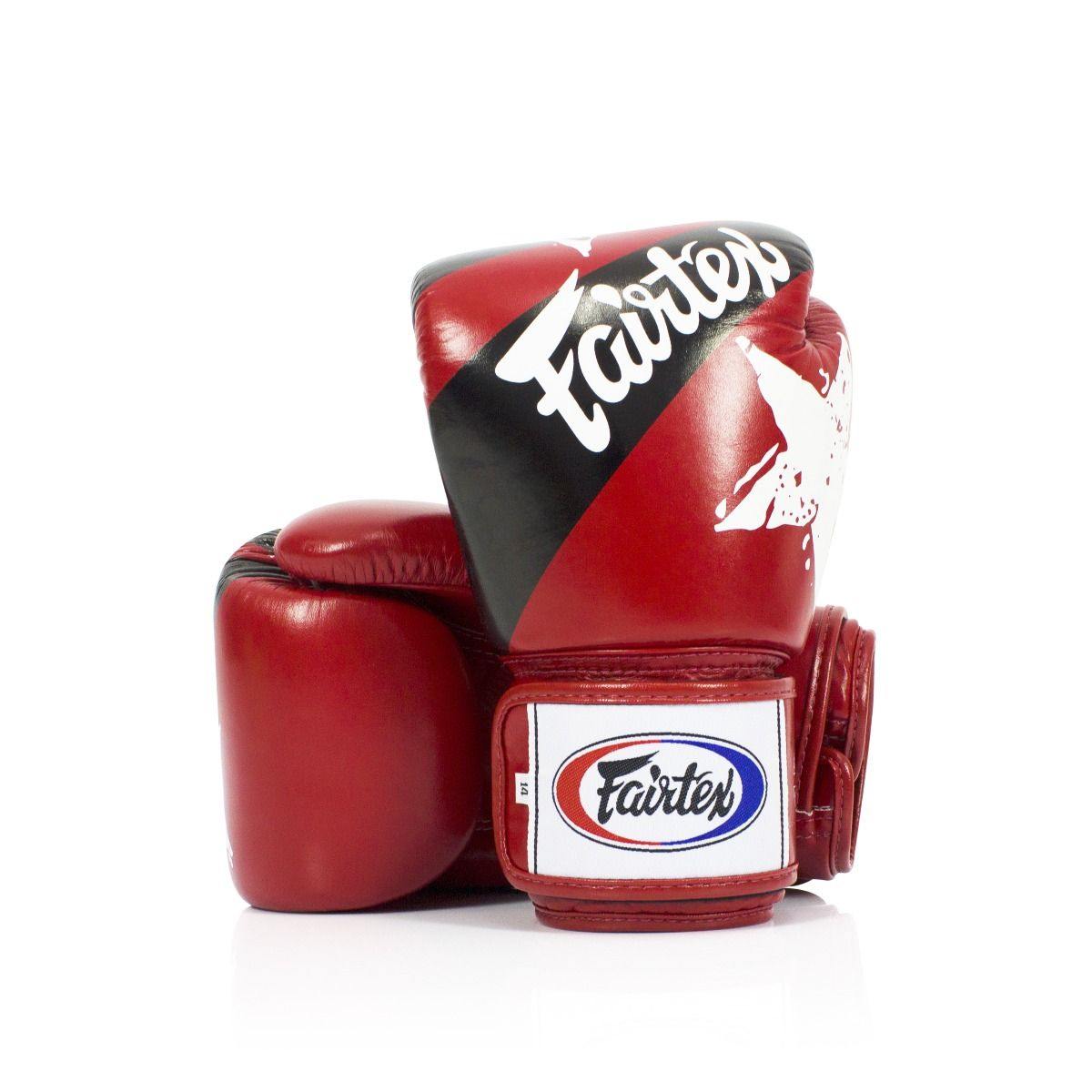 Fairtex Nation Print Boxing Gloves BVG1N with flag design, made in Thailand for Muay Thai and boxing training, durable microfiber leather gloves