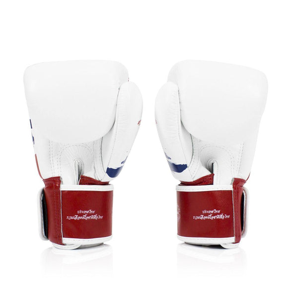 Fairtex Thai Flag Pride Boxing Gloves BGV1, genuine leather Muay Thai gloves with national colors, ideal for boxing and kickboxing training