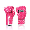 Fairtex Vintage Polka Dot Gloves BGV14, retro-style boxing gloves made from microfiber leather, ideal for Muay Thai, boxing, and kickboxing