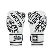 Fairtex x GLORY Limited Edition Boxing Gloves BGVG2, premium microfiber leather gloves with bold co-branded design for Muay Thai, kickboxing, and boxing training