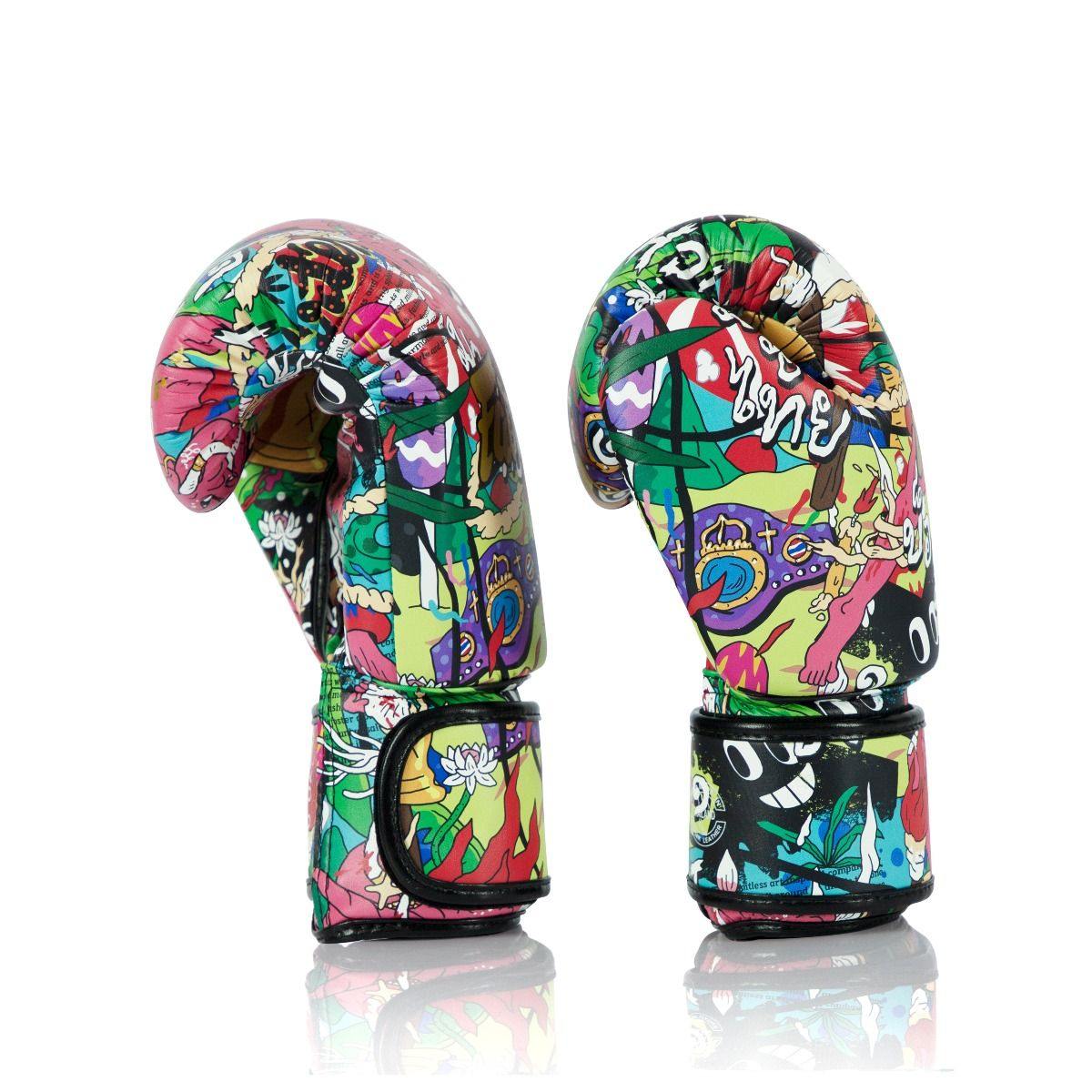 Fairtex x URFACE Boxing Gloves, limited edition pop-art design Muay Thai gloves, premium microfiber leather for boxing and kickboxing