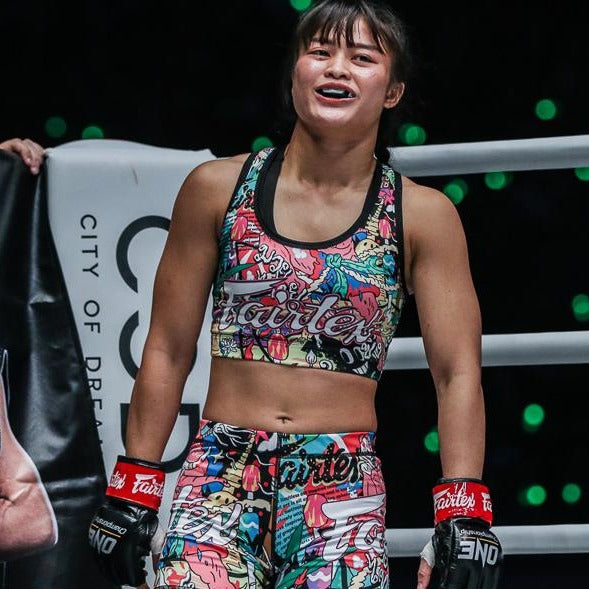 Fairtex x URFACE Boxing Gloves, limited edition pop-art design Muay Thai gloves, premium microfiber leather for boxing and kickboxing
