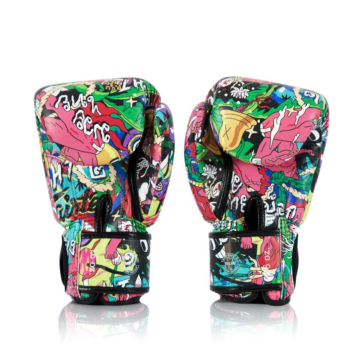Fairtex x URFACE Boxing Gloves, limited edition pop-art design Muay Thai gloves, premium microfiber leather for boxing and kickboxing