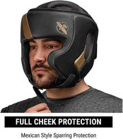 Hayabusa T3 Headgear for Boxing, Muay Thai & MMA – Full Coverage Sparring Helmet with Premium Leather, Cheek Protection & Adjustable Fit 