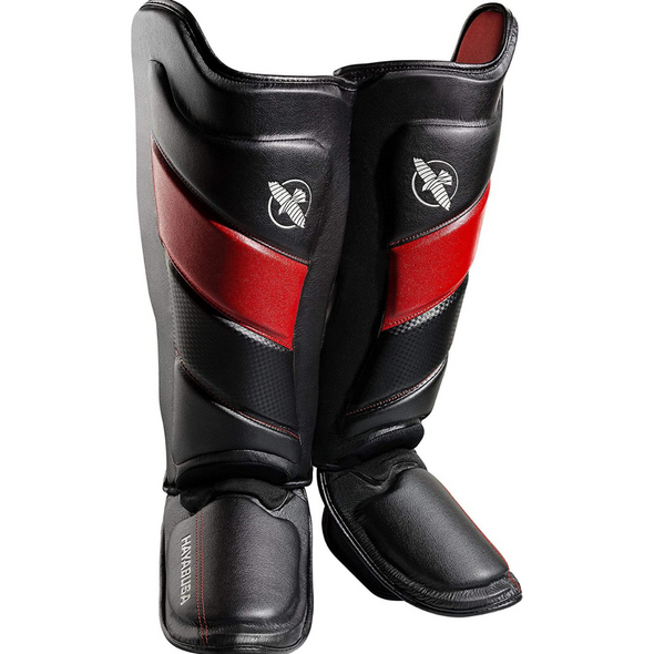 Hayabusa T3 Striking Shin Guards for Muay Thai , Kickboxing, and MMA training with durable Vylar leather and non-slip silicone lining