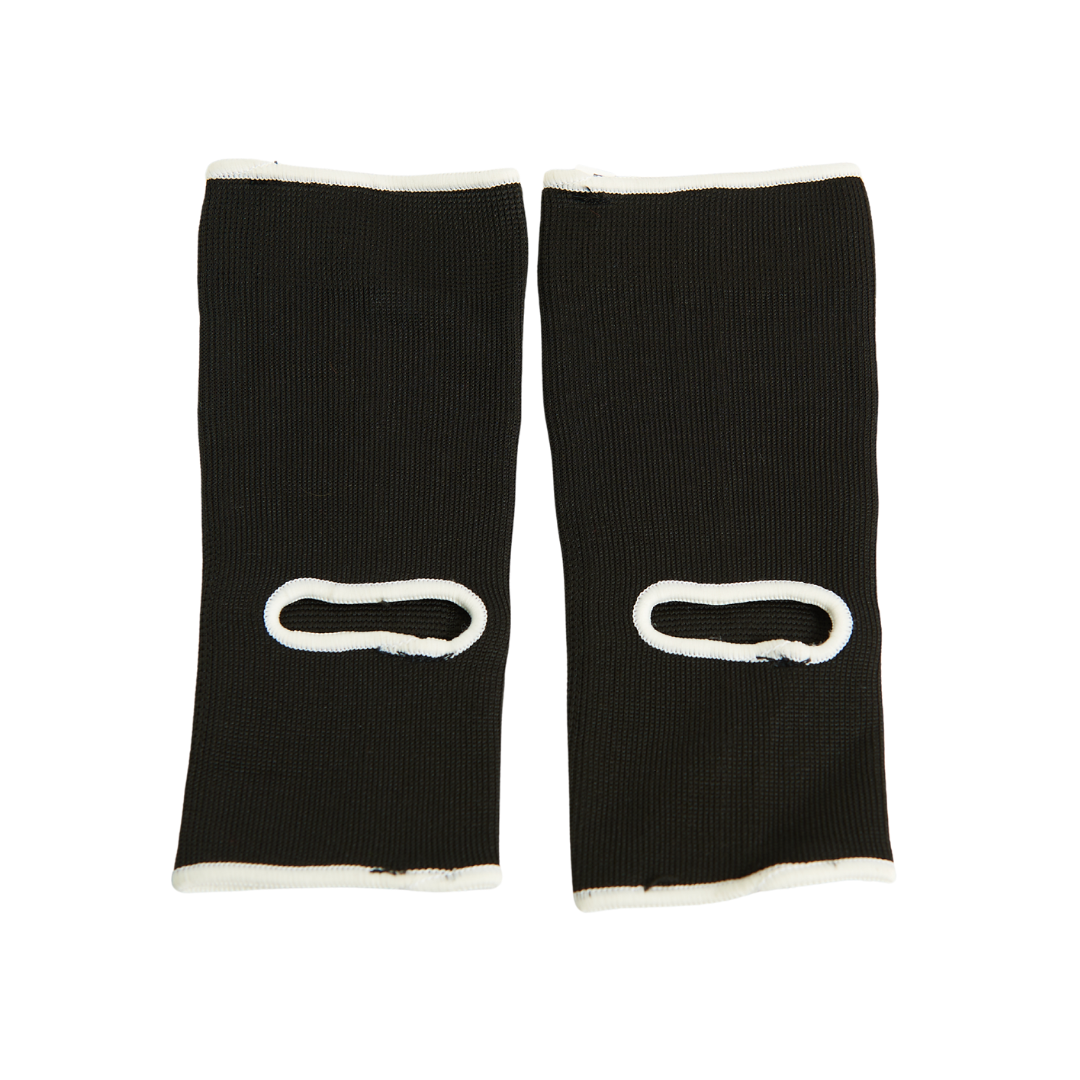 Legacy Ankle Support Guards in black, featuring the Legacy logo, designed to provide stability and protection for martial arts training.