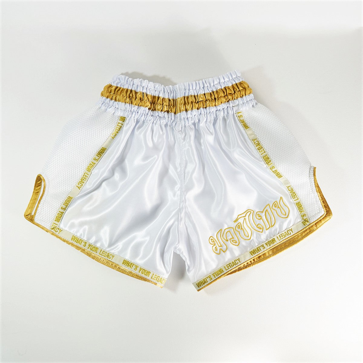 Legacy High Baller Muay Thai shorts with flashy embroidery and classic Thai boxing silhouette