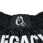 Team Legacy Muay Thai shorts premium satin embroidered fightwear